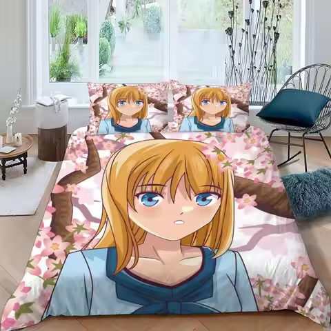 Anime Duvet Cover Set Kids Girls Teens Boys Single Bedding Beauty Anime Pink Microfiber Hypoallergen