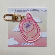 Pink Cloudy Flip Phone Keychain