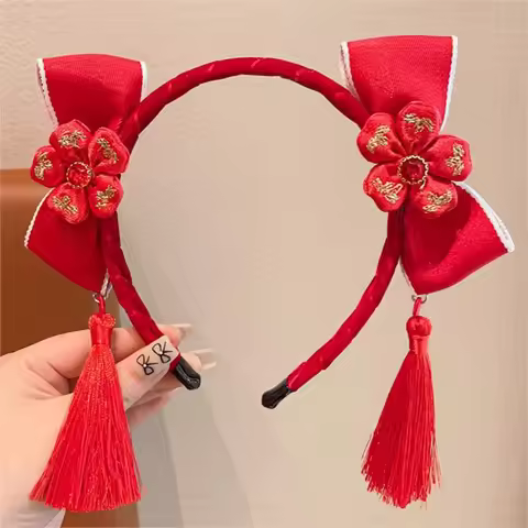 Simple Fuwa Chinese New Year Headwear Ball Tassel Hanfu Hair Bun Hair Hoop Tang Suit Hair Hoop Child