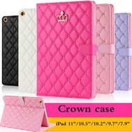 Compatible for A-pple iPad 10.2 2020 8th Gen 7th 10.2 Air 3 2 1 Pro 10.5 iPad 2 3 4 9.7 2018 5th 6th Mini 5 4 Crown Design Case Shockproof PU Leather Cover