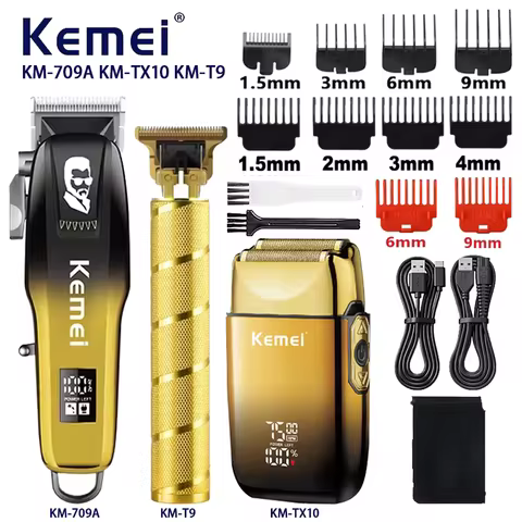 Kemei KM-TX10 KM-709A T9 Professional Electric Hair Clippers Beard Clipper Rechargeable Men's Shaver