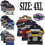 Striped Collar T-Shirt Size 4XL Long Sleeve