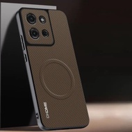Luxury PU Leather Magnetic Case For Motorola Moto G75 5G Textured Back Cover Silicone Protection Pho