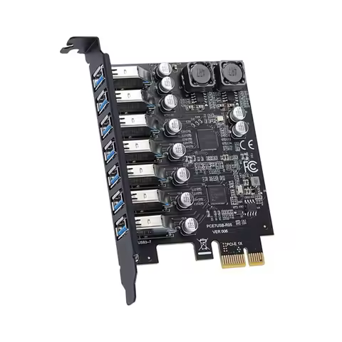 USB 3.2 Pci Express Adapter Pci E To 7 Ports USB3 Gen1 Expansion Adapter Card Pci-E Extender Pci Exp