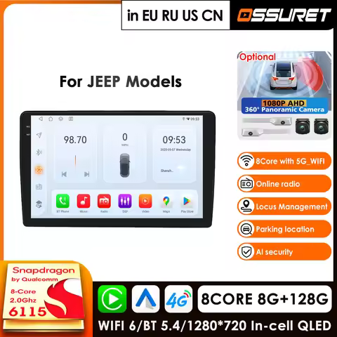 CarPlay Android Auto Car Radio For Jeep Wrangler Dodge Grand Cherokee Chrysler 300C Patriot Commande