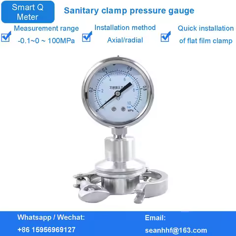 Shockproof High Digital Stainless Steel -0.1 to 0 to 100 MPa Sanitary Clamp Diaphragm Pressure Gauge