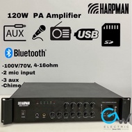 [Bluetooth, Chime, 5 Zone] HARPMAN 120W 2 Mic Input 3 AUX Public Address Amplifier SMA1205/BT