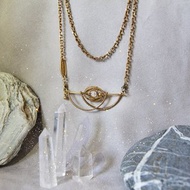 半月星球白水晶概念款多樣化穿戴項鍊