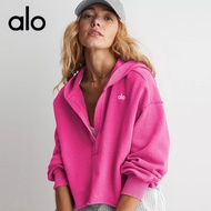 aloyoga American Yoga Wear Hooded Tight Sweatshirt Outdoor Sports Zipper Drawstring Long Sleeve Top