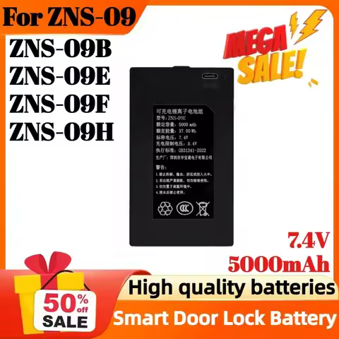 7.4V 5000mAh Lithium Smart Door Lock Battery for ZNS-09 ZNS-09B ZNS-09E ZNS-09F ZNS-09H Rechargeable