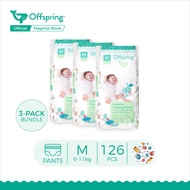 Offspring Premium Fashion Pants Diaper - M (126 Pcs) [Bundle of 3]