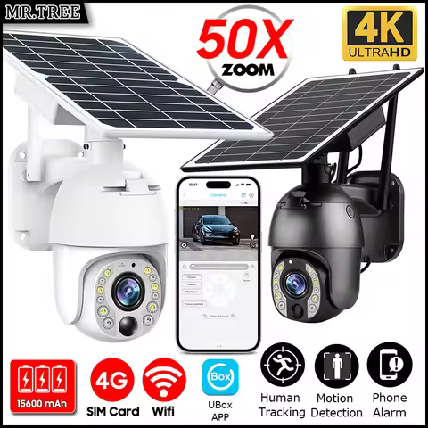 4K Wifi Security Solar Camera 50X Optical Zoom PIR Detection Alarm 4G SIM Home Outdoor Surveillance 