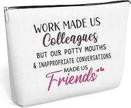 Funny Colleagues Makeup Bag Gift, Friendship Toiletry Bag for Women Coworker Best Friend Colleagues, Zipper Makeup Pouch Bag for Christmas Birthday Gift, White