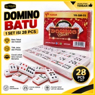 [1 SET] DOMINO STONE YOEKER Contents 28 PCS Domino Game Set for Family