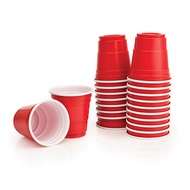 Lil' Red Shot Glass Cups | Disposable Soju Sake Cups | 2oz Shot Glasses | 20 Plastic Cups