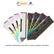 RAM (แรมพีซี) 64GB (16GBx4) DDR4 3600Mhz CORSAIR VENGEANCE RGB PRO SL BLACK/WHITE ประกันศูนย์ LT