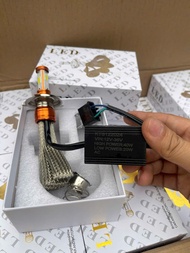 Bóng LED pha H4-M5 siêu sáng 3 tim tản nhiệt đuôi công AC-DC 12v-24v 40w Ánh Sáng Cực Mạnh