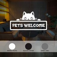 Cafe Stickers Cutting Sticker Pets Welcome Cat Kitten Glass Door Cafe Wallpaper Dinding