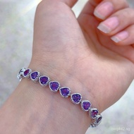 Niche S925Silver Bracelet Summer Amethyst French Inlay New Platinum Plated2024Year5mm Main Stone Siz