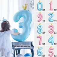 140cm Large Pink Blue Crown Number Balloon Children's First Birthday Party Decoration Arrangement 1.