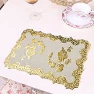 PROMO!! Taplak Meja Ruang Tamu Gold Emas Persegi Panjang Anti Air & Minyak Ukuran 30 X 46CM Bahan PV
