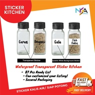 Waterproof Transparent Kitchen Sticker Deco Custom label barang dapo minimalist stiker rempah label 