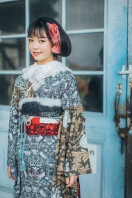 威廉莫里斯兒童浴衣(William Morris)小孩浴衣和服灰色