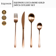 Equinox 18/10 Cutlery Set Stainless Steel Spoon Fork Knife -Lucca Rose Gold (24 Pcs)