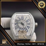 [TOP QUALITY] FM VANGUARD YACHTING 45MM V45 FULL DIAMOND WHITE DIAL MEN WATCH LUXURY SWISS AUTOMATIC JAM TANGAN LELAKI