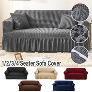Seersucker Sarung Sofa Universal Stretch L Shape 1/2/3/4 Seater L Shape Sofa Cover Slipcover Sofa Couch Cushion Cover
