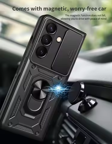 Armor Shockproof Case for Samsung Z Fold 4 6 Magnetic Car Ring Holder Stand Back Case Slide Lens Cov