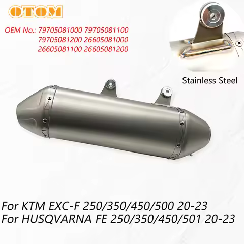 OTOM Exhaust Muffler For KTM EXC-F HUSQVARNA FE 250 350 450 500 501 2020-2023 Stainless Steel Motorc