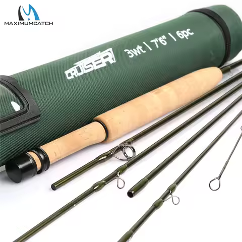 Maximumcatch Cruiser 7/7.5/8ft 2/3/4wt Fly Fishing Rod IM10 Carbon Fiber 6Piece Travel Fly Rod with 