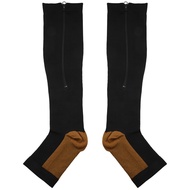 Compression Stockings Nylon Zipper Compression Sock Leg Knee Support Open Toe Preventing Varicose Veins Stretch Socks