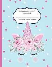 Primary composition notebook: For unicorn lovers. Wide lines with dotted center, 120 pages. Ideal fo