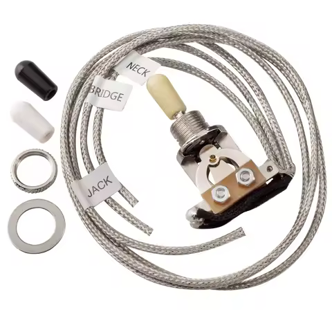 Musiclily Pro Pre-wired 3-Way Pickup Select Toggle Switch Soldered with Metal Braided Wires for Epip