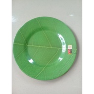 P0210D 10" Flat Plate with Melamine Leaf Motif - Golden Dragon