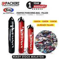 Fairtex 150cm 40KG Filled Heavy Punching Bag Siap Isi 80cm 100cm 120cm Banana Muaythai Boxing Martia