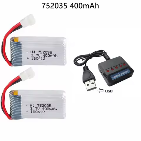 752035 3.7V 400mAh 35C Drone Battery for X4 H107 H31 KY101 E33C E33 U816A V252 H6C RC Quadcopter Mod