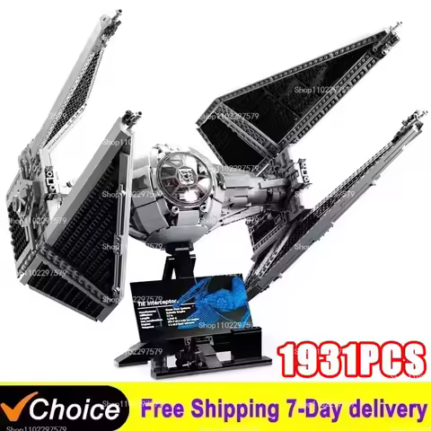 Technical 1931PCS TIE Interceptors Spaceship 75382 Building Blocks Starfighter MOC Assembly Collecti