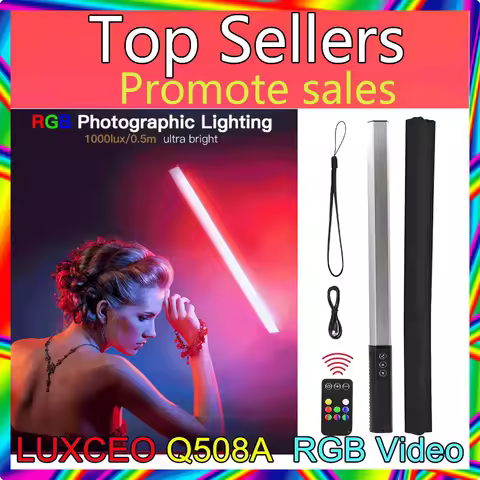 LUXCEO Q508A RGB LED Video Fill Light Full Color Colorful Handheld 10W 3000K Flash Light stick Speed