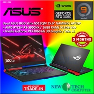 #RG125 USED ASUS ROG Gaming Laptop G513QM AMD R9 RYZEN 9-5900HX 16G 512GB SSD NVIDIA GEFORCE RTX3060