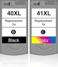 PG-40 CL-41 Ink Cartridges (2-Pack, Black, Tri-Color) Compatible Replacement for 40 and 41 Ink cartr