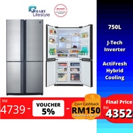 Sharp 4 Doors Refrigerator J-Tech Inverter - Silver (750L) [Free Shipping] SJF95VMSS