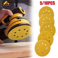 MATA 10Pcs 5 Inch 8 Hole Velcro Round Sandpaper P80-P400 For Grinding Disc Sandpaper Adhesive Sandpa