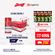 Combo 5 Thùng 15 Lon Bia Budweiser PartyPack Chính Hãng (250ml/lon)