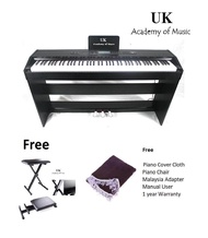UK Digital Piano 88 Standard Keyboard Keys+Piano Stool+Malaysia Adapter+Manual User+Piano Cloth (Black)