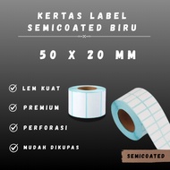 SC biru 50x20 CORE 1 INCH 50X20MM 50 X 20 MM 5X2 CM 5 X 2 CM BARCODE LABEL SEMICOAT STICKER SC SEMIC