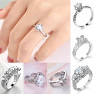 925 Sterling Silver Simple Engagement Wedding Rings for Women Fashion 1CT/2CT/ 3CT Cubic Zirconia Ri