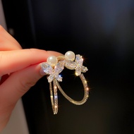 GL Fashional S925 Silver Butterfly Pearl zircon gold sparkle temperament Earrings ES6230